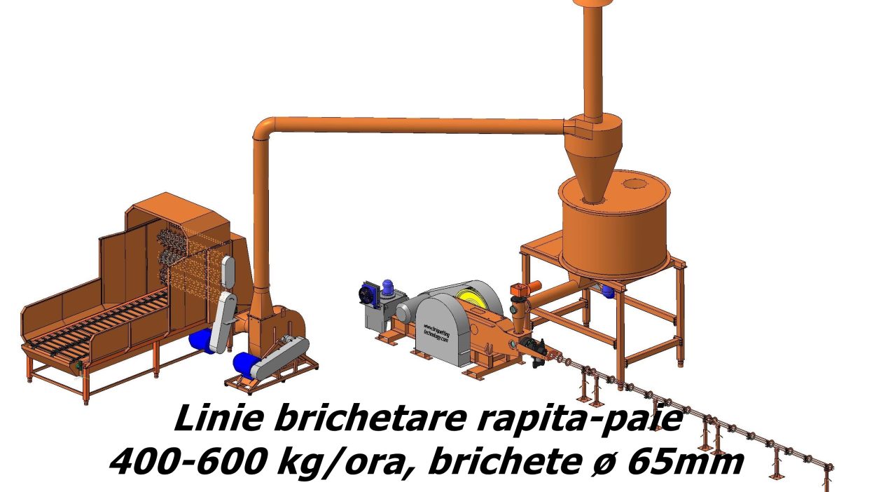 linie brichetare paie-rapita, resturi vegetale 400-600kg/ora